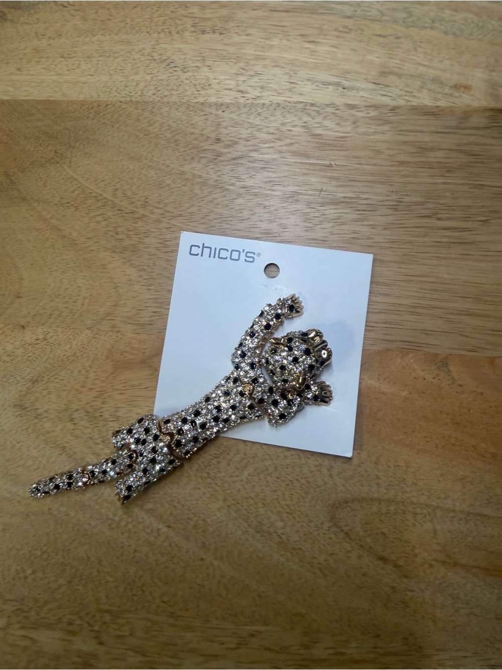 Chico's Gold and Black Crystal Leopard Brooch